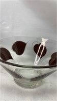 Large 11 inch Glass Bowl Painted Design