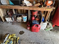 CONTENTS UNDER SHED COUNTER INCLUDING GAS CANS