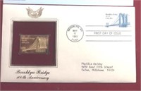 24K First Day Brooklyn Bridge Commemorative Stamp