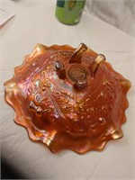 Thistle & Thorn Carnival Glass 4 Toed Bowl