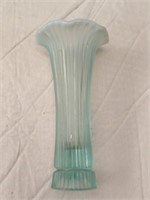 Fenton Aqua Opalescent Ribbed Bud Vase 6" tall