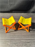 Vintage 1970 Barbie Country Camper Folding Chairs