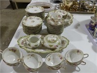 APPROX. 56PC LIMOGES FLORAL PORCELAIN DINNERWARE