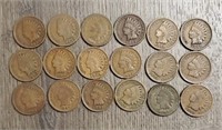 (18) U.S. Indian Head Pennies