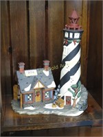 Pair Of Lighted Ceramic Lighthouses