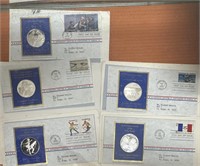 (5) STERLING SILVER POSTMASTERS OF AMERICA PROOF