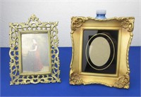 Ornate Brass Picture Frame & Vintage Plastic Frame