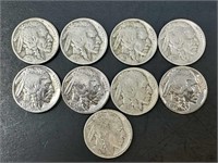 Nine Buffalo Nickels