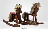 Two Vintage Wooden Rocking Horses