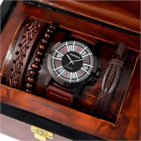 4PCS Set Fashion Mens Sports Bracelet Watch