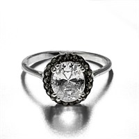 White Zircon surrounded by Marcasite Ring Size 9