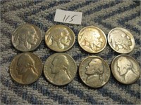 4 Pc Buffalo Nickels & 4 War Nickels