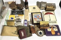 Lot of Vintage Advertising Items & Leather