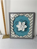 Gray and teal flower art