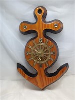 Vintage Anchor Shaped Wood Wall Clock. 15.75"