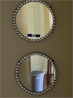 Mid-Century Modern Oval Crystal Mirrors.