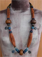 ORNAMENTAL AFRICAN TRADE BEAD NECKLACE ROCK STONE