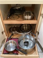 Assorted pots and pans