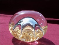 Vintage Murano Gold Fleck Art Glass Paperweight 4