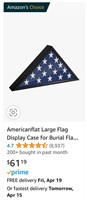 Large Flag Display Case for Burial Flag in Black