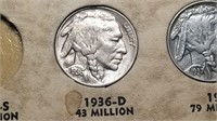 1936 D Buffalo Nickel High Grade From A Set