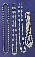 4 Vintage Necklaces, Mixed Blues