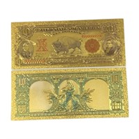 1901 24k Plated $10 Bison Buffalo Novelty Note