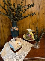 assorted vases, picture & bowl