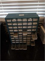 Blue Plastic Hardware Organizer with Resistors