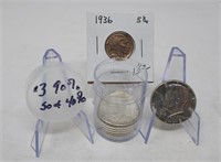 $3 90%; 40% Half; 1936 Nickel XF