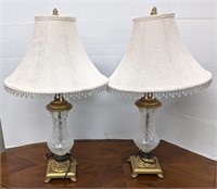 Table Lamp Glass W/ cast bottom, 28"H. Bidding