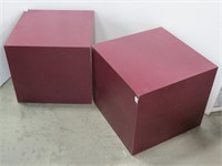 (2) Modern Wood Cube Reception Room/ End Tables