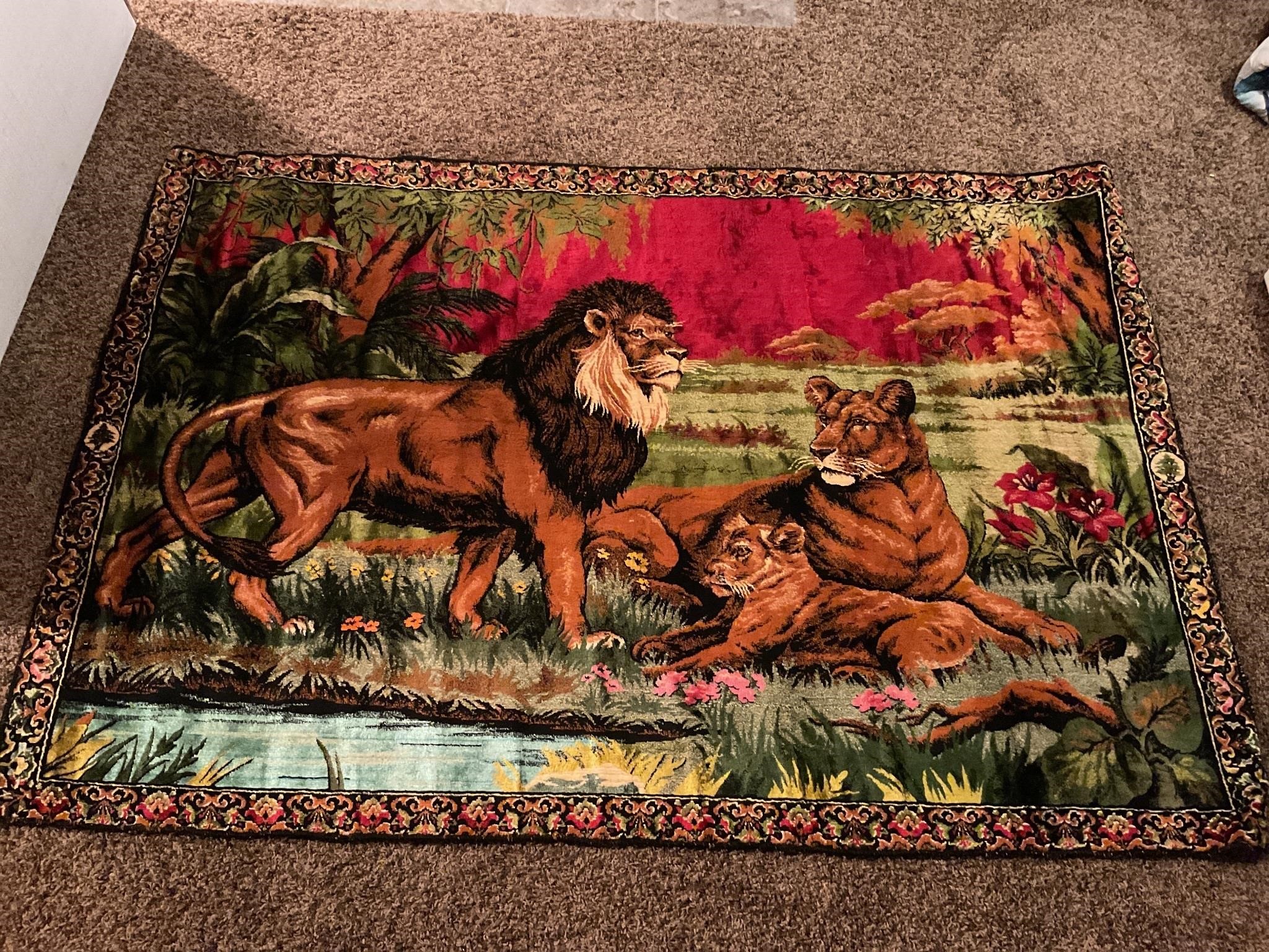 Vintage Velvet Lion Tapestry/Rug 46x77