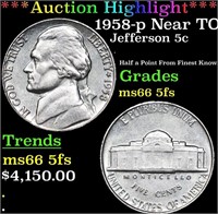 ***Auction Highlight*** 1958-p Jefferson Nickel Ne