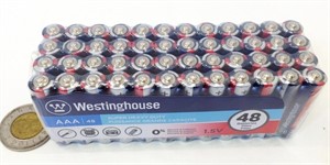 48 batteries AAA Westinghouse 30$ exp10/2026 Neuf