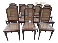 12 MAHOGANY FRENCH CANED ANTIQUE CHAIRS