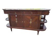 MAHOGANY ANTIQUE FRENCH MARBLE TOP SIDEBOARD