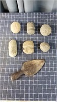 R3 7Pc stone tools Axe head Meal stones Iron spad