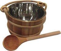 Wooden Pail & Stainless Ladle