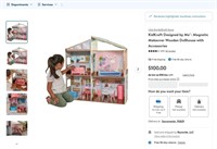 B1891   Wooden Dollhouse, Magnetic Makeover