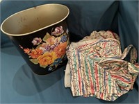 Small trash can and miscellaneous fabric