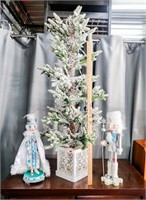 46 Inch Flocked Christmas Tree With 2 - 18 Inch