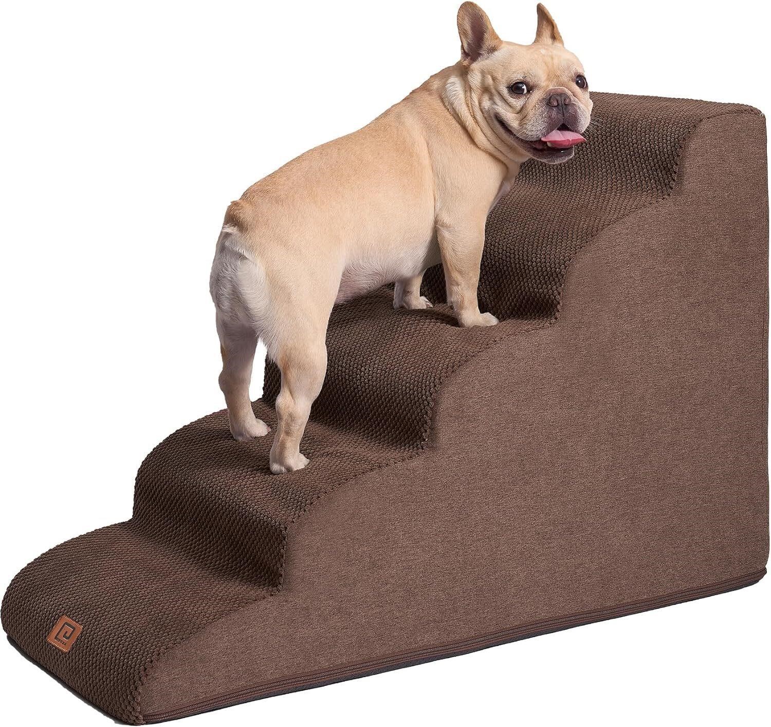 EHEYCIGA Curved Dog Stairs 22.6 H  Brown