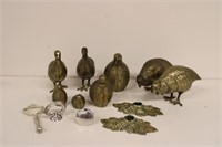 Group of 8 Brass Quail