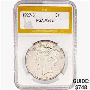 1927-S Silver Peace Dollar PGA MS62