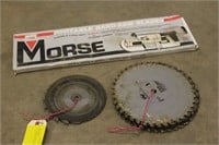 (4) 7 1/4" SAW BLADES, (9) 10" SAW BLADES AND (1)