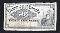 1900 Dominion Of Canada Shinplaster .25c Banknote