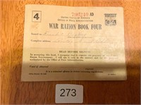 WWII Ration Book No4 w/Stamps