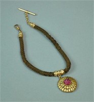 GOLD & RUBY FLOWER FORM WATCH PENDANT
