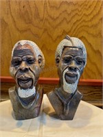 Pair of Heavy African Male Soap Stone Statues